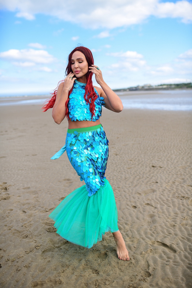 Turquoise Mermaid Tail Costume for Adult, Perfect for Halloween Cosplay ...