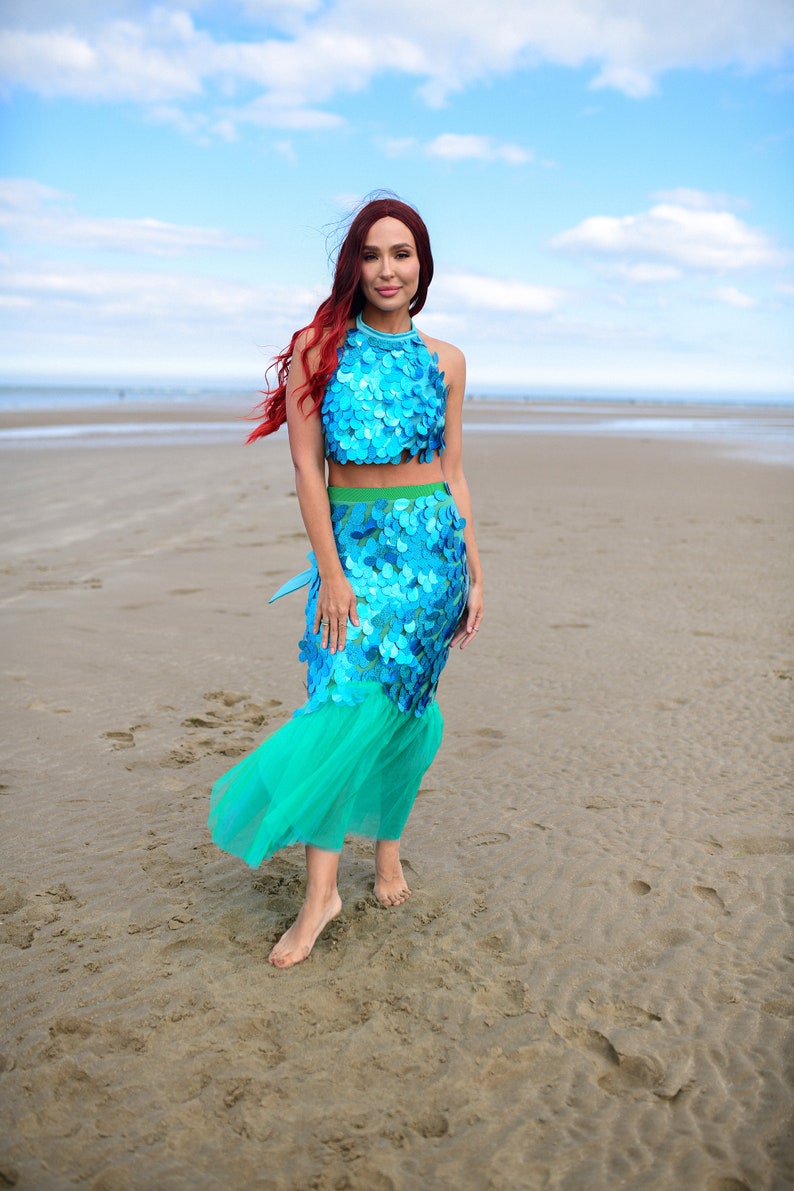 Turquoise Mermaid Tail Costume for Adult, Perfect for Halloween Cosplay ...