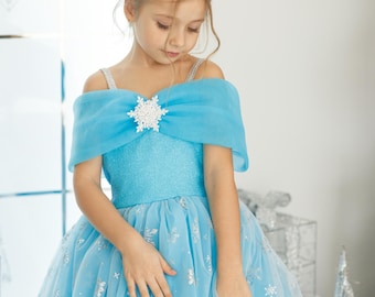 girls winter wonderland dress Sparkling Winter Wonderland Costume for Girls, Snowflake Princess Dress and Crown, Blue Gown for Kids, Holiday Costume, Princess Party Dress