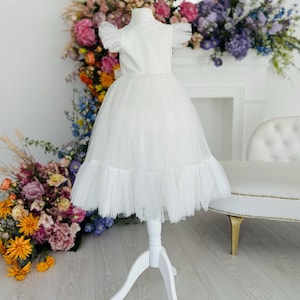 Ivory Flower Girl Dress, Princess Gown, Toddler and Girls Special Occasion Dress, Wedding, Birthday Party, Christening, Photo Shoot Outfit