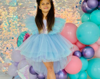 Mermaid  Girl Dress, Toddler Birthday Outfit, Mermaid Birthday Gown, Under the Sea Theme Party, Girl Tutu Dress Photoshoot Cake Smash Dress