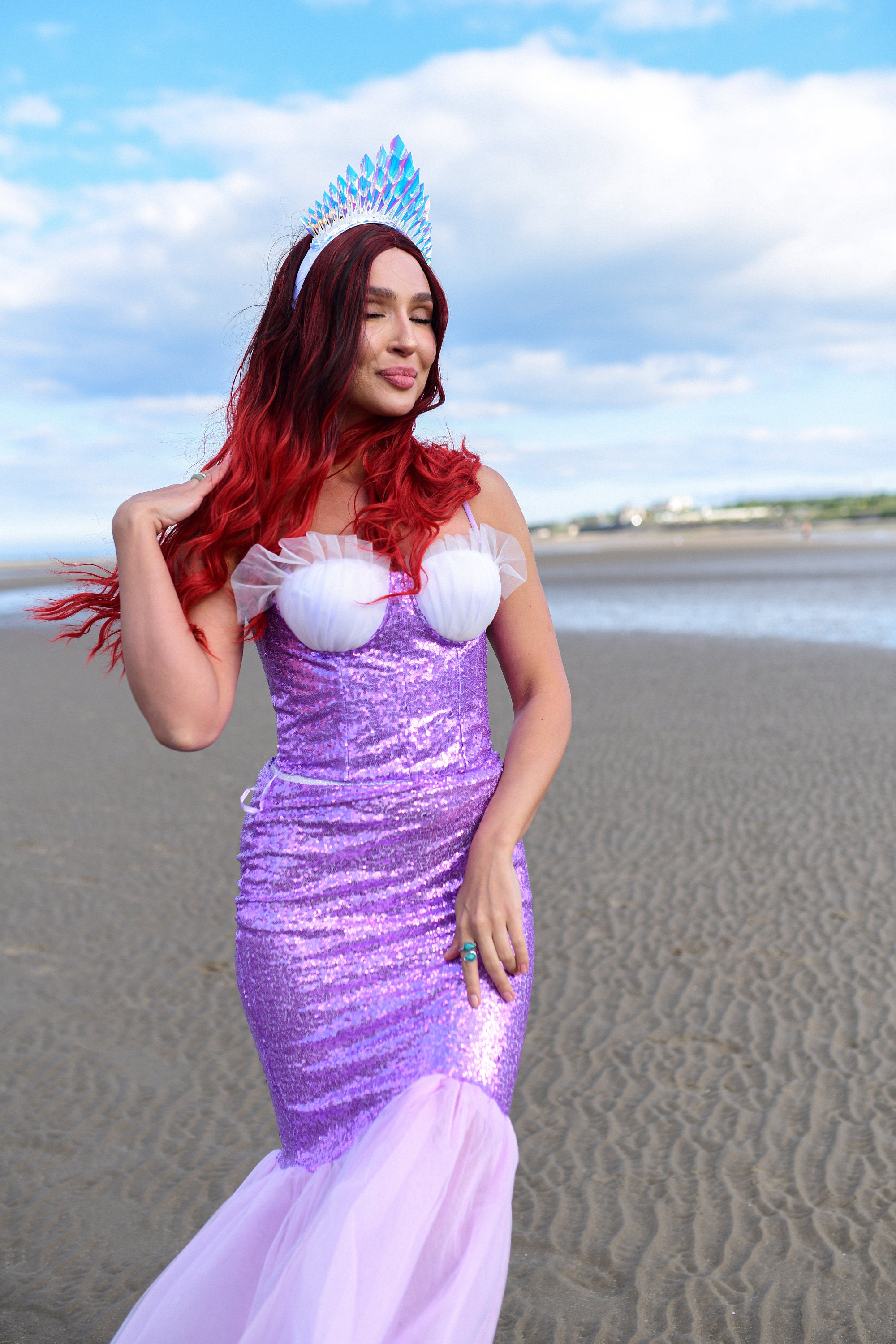 Purple Mermaid Costume for Adults, Corset, Skirt, Mermaid Crown