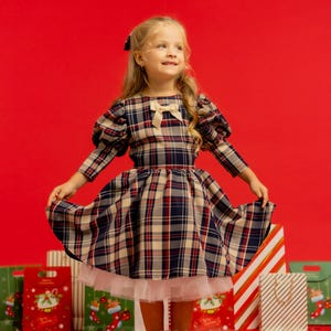 PIaid Prinzessin Kleid für Mädchen mit Petticoat, Perfekte Weihnachtsfeier und besondere Anlässe Kleinkinder Kleid, Idealer Urlaub, Geburtstag Outfit