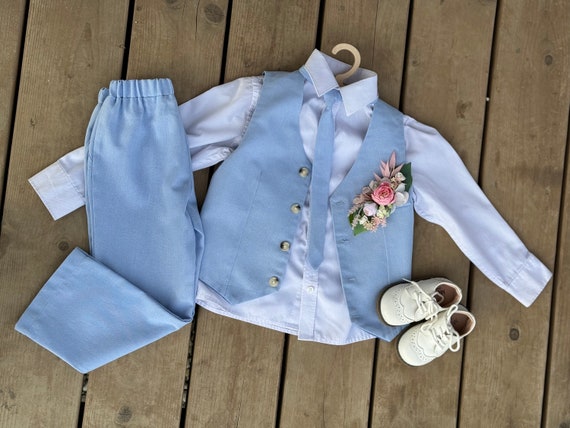 Lilax Costume 4 Pièces Garçon - Gilet, Pantalon, Chemise Et Cravate - Idéal Mariages Et Événements