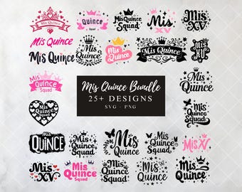Mis Quince SVG-bundel: 15e verjaardag clipart (digitaal)