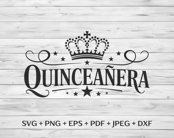 Quinceañera SVG Elegant Clipart Party Decor Design for Sweet 15 Teen Girl Birthday DIY Projects Digital Cut File for Girls Milestone Event