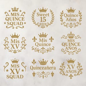 Quinceañera SVG-bundel: 15e verjaardagsuitnodiging en shirtontwerpen (digitale download)