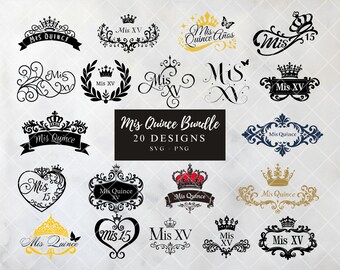 Mis Quince SVG-bundel: 15e verjaardag clipart (digitale gesneden bestanden)