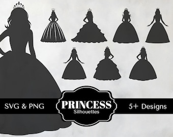Quinceañera Princess Dress SVG Bundle: Silhouette Clipart (Digital Download)