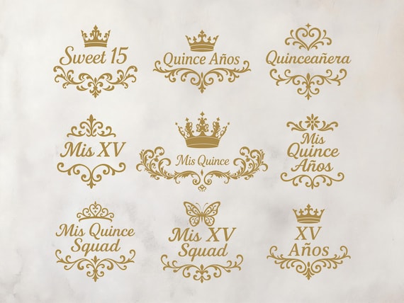 Mis Quince SVG Bundle, Quinceanera svg, 15 svg Designs, Sweet 15, Quince Set, XV Squad, Mis Quince Anos svg, Digital Download
