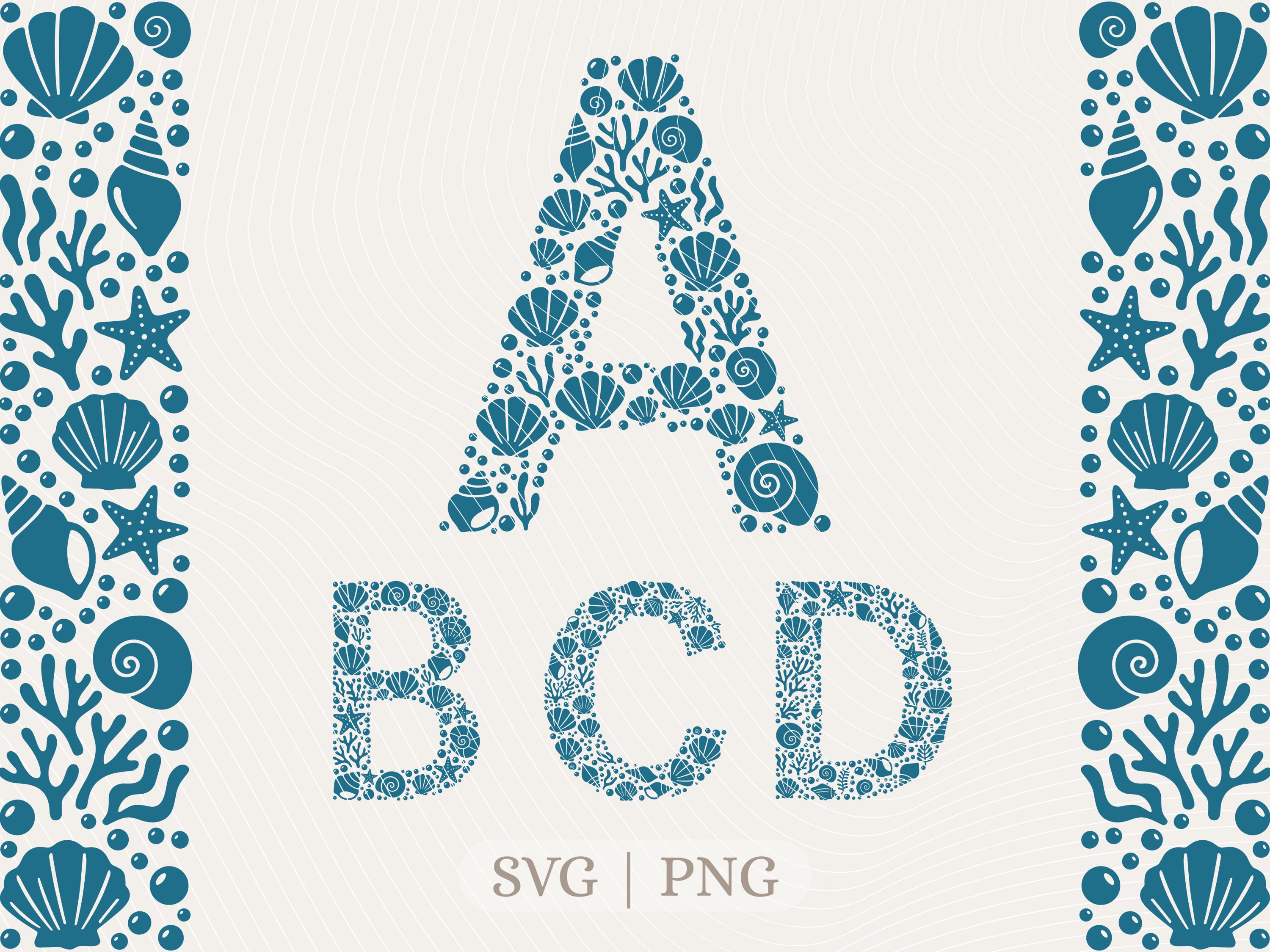 Sea Shell Alphabet and Numbers SVG Set | Ocean Letter Monogram Coastal ...