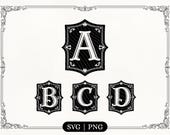 Ornate Monogram SVG Shield Emblem Alphabet SVG Bundle Ornamental Letters A-Z for Personalized Decor Vintage Alphabet Cut Files Letters