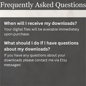 FAQ Digital Download Template, Etsy Shop Instant Download Guide, Customer Help File, Printable FAQ Sheet, Online Store Assistance Page