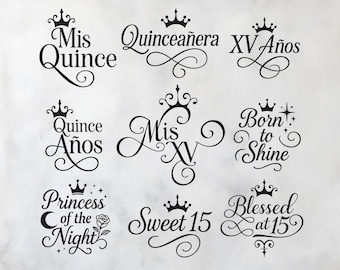 Pacchetto Mis Quince SVG: file tagliati Quinceañera (download digitale)
