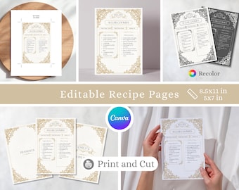 Vintage Recipe Card Template | Editable Cookbook Pages (Digital Download)