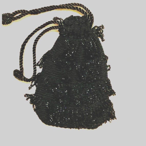 Vintage Knit Beaded, Drawstring "Flapper" Handbag… - image 5