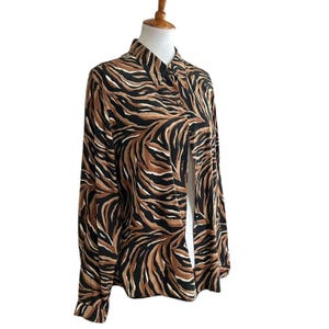 Vintage 100% Silk Liz Claiborne Silk Animal Print Blouse, MINT condition.