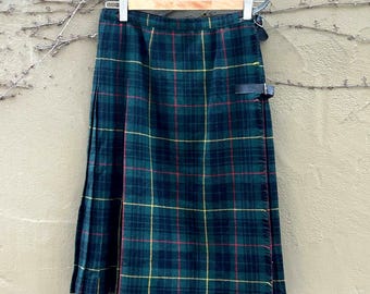 1950s Bonwit Teller Tartan Wool Kilt Skirt Made in England