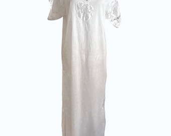 Fernando Sanchez Vintage Cotton Lace Maxi Nightgown Dress Medium USA