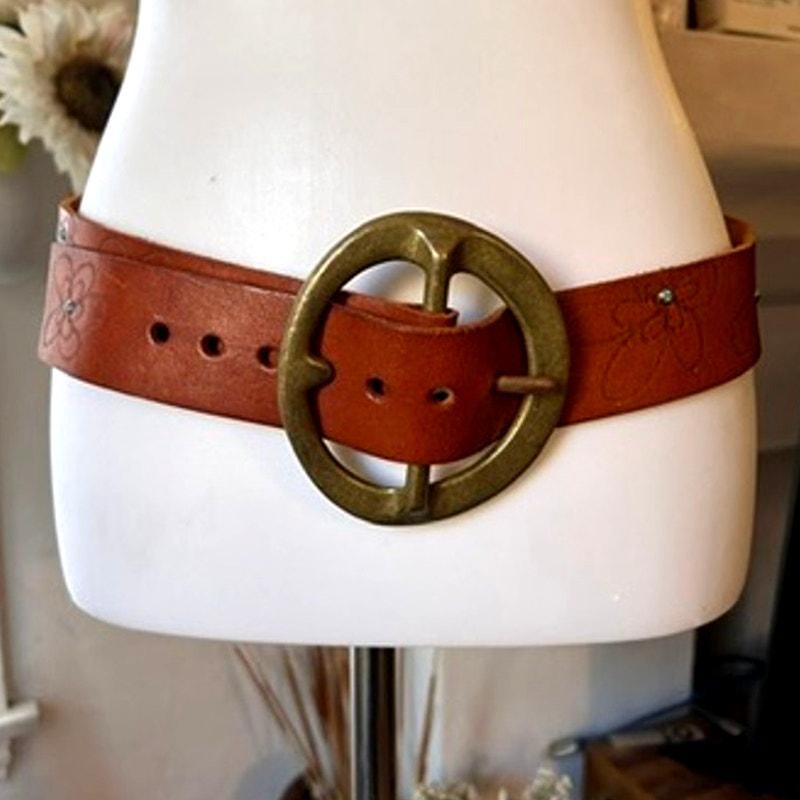 Vintage 2004 Red Monkey Designs Leather Belt - Size 36 - Turquoise & Floral Affilare Western Genuine Leather Floral Belt turquoise Buck  main image 4