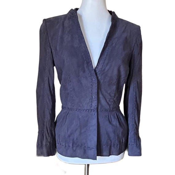 Alberta Ferretti, 1990s Philosophy di Alberta Ferretti Suede Peplum Jacket – Made in Italy, US 8