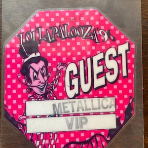 Lollapalooza 1996 Metallica VIP Pass/Credentials, RARE FIND, Music Memorabilia