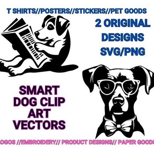 Smart Dogs SVG/PNG Clip Art, Original Vector images, Dog Vector Images, Line Art.