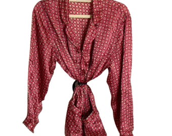 100% Silk Liz Claiborne Vintage Pajama Top/Blouse, Classic style