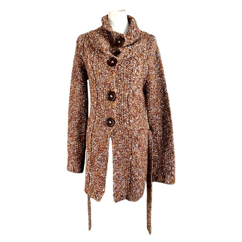 Vintage Free People Heavy Knotty Long Cardigan - Medium immagine 8