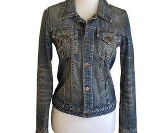 Vintage Earl Jean Denim Jacket | Rhinestone Button, 70s Western