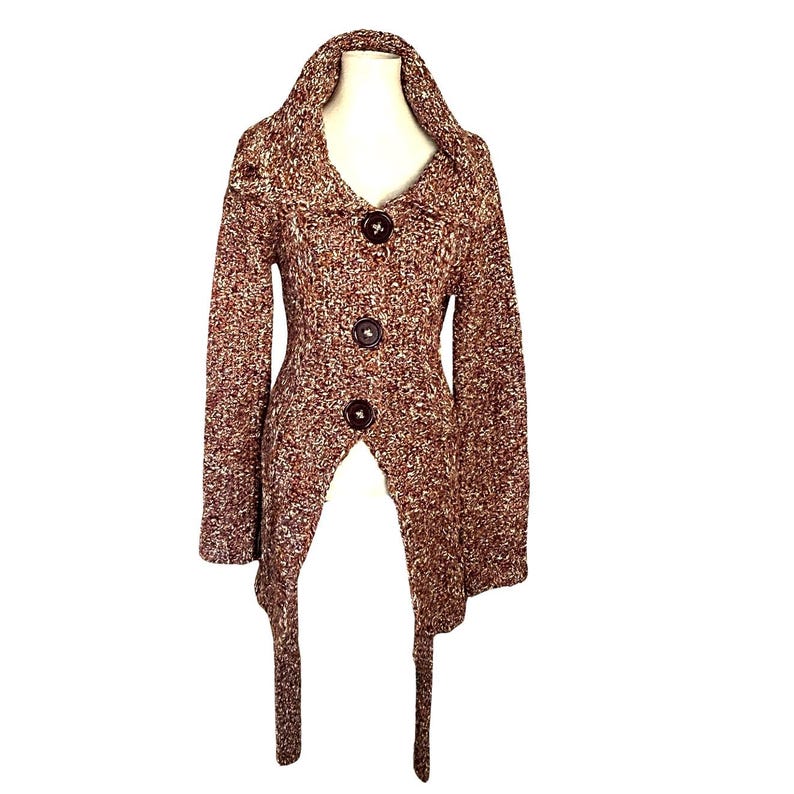 Vintage Free People Heavy Knotty Long Cardigan - Medium immagine 4