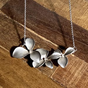 Beautiful Sterling Silver Flowers Double Sided Necklace