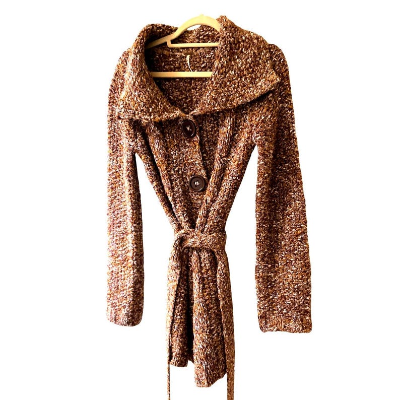 Vintage Free People Heavy Knotty Long Cardigan - Medium immagine 1