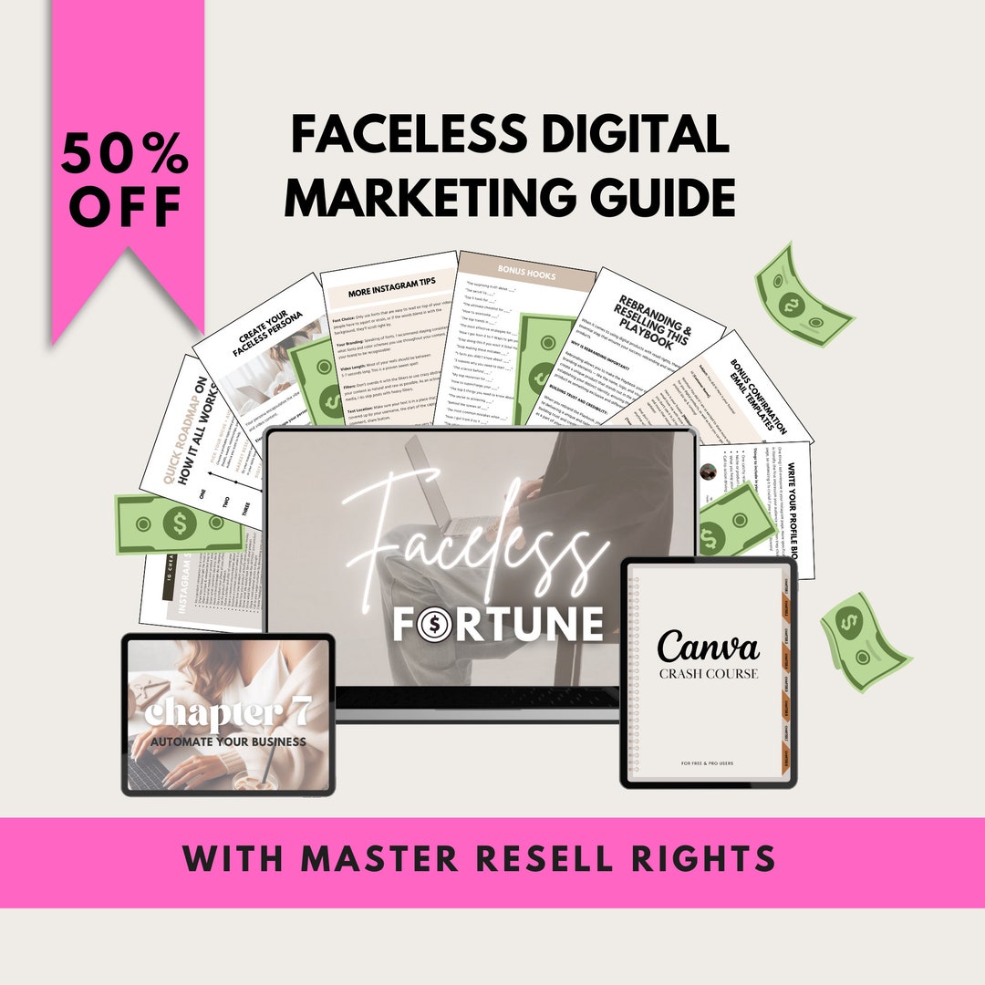 Faceless Digital Marketing Guide Bundle With Master Resell Rights, Done ...