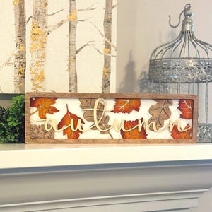 Letrero decorativo de otoño, decoración de granja, hojas de otoño, decoración del hogar, estante de otoño, decoración de Acción de Gracias, letrero de madera