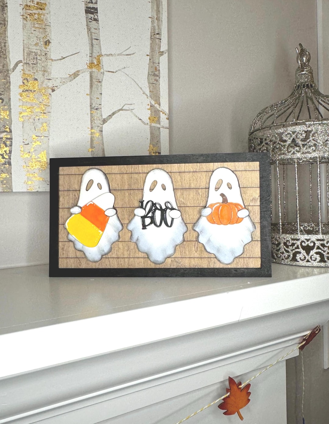Hand Painted Ghost Sign: Candy Corn, Boo, Pumpkin - Halloween Decor - Etsy