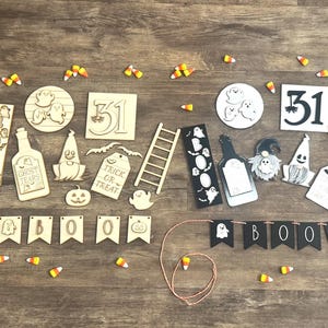 Halloween tiered tray decor, DIY Halloween craft kit, DIY Ghost Tiered Tray, Ghost Pumpkin Gnome set, Spooky Farmhouse Tiered Tray Decor