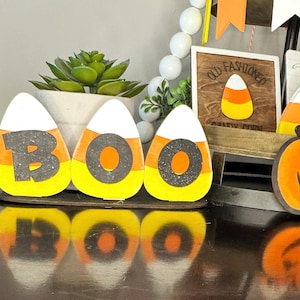 Halloween Candy Corn Zeichen, Bauernhaus Dekor, Halloween Dekoration, Holzdekor, Halloween Dekoration, Boo Zeichen, Regalsitter, Herbst Dekor