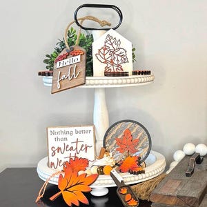 Herbst Tier Tablett Dekor, Pullover Wetter Dekor, Herbst Regal Dekor, Herbst Dekor aus Holz, Herbstblätter Dekor, Bauernhaus Dekor, Herbst Regal Dekor