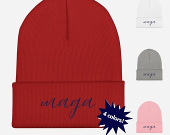 Leuke politieke MAGA-hoed voor vrouwen, MAGA-beanie damesscript, subtiele Trump-hoed, Republikeinse 2024 verkiezingshoed cadeau voor haar, Trump-beanie