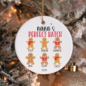 Grandparents Christmas Ornament, Personalized Grandma Christmas Gift, Grandkids Names, Perfect Batch Ornament, Gingerbread Ornaments