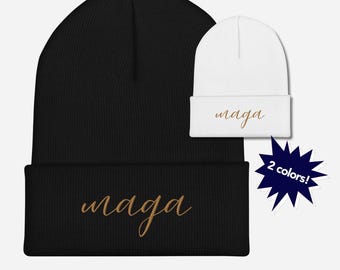 Leuke politieke MAGA-hoed voor vrouwen, MAGA-beanie damesscript, subtiele Trump-hoed, Republikeinse 2024 verkiezingshoed cadeau voor haar, Trump-beanie