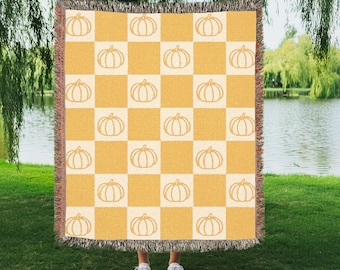 Woven Halloween Blanket, Fall Blanket Pumpkins, Fall Tapestry, Pumpkin Decor, Halloween Home Decor, Woven Blanket Fall, Blanket Gift For Mom