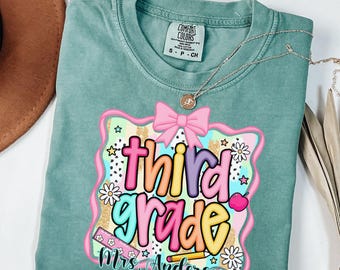 Custom Name Teacher Shirt, Third Grade Teacher Shirt, Comfort Colors Teacher Shirt, Back To School Teacher Gift, Teacher Appreciation Gift