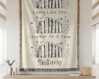Book Lover Blanket, Custom Woven Blanket, Bookish Blanket, Bookshelf Blanket Gift For Book Lover, Bookish Woven Tapestry, Gift For Readers