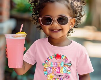 Personalized Back To School Shirt Girls, Second Grade Shirt, Preppy Tee, First Day Of School Shirt, Elementary Shirt, Kid Back To School Tee