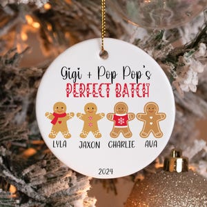 Grandparents Christmas Ornament, Personalized Grandma Christmas Gift, Grandkids Names, Perfect Batch Ornament, Gingerbread Ornaments
