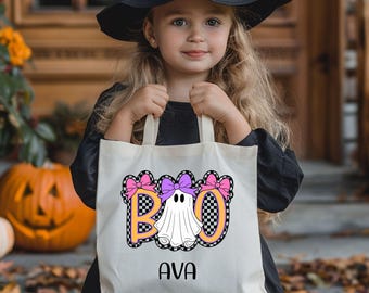 Custom Trick or Treat Bag for Kids, Trick or Treat Bag, Halloween Candy Bag, Personalized Halloween Bag, Halloween Tote Bag with Name
