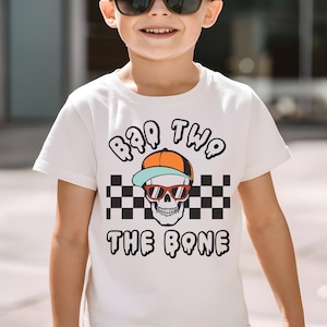 Bad Two the Bone Shirt for 2 Year Old Birthday, Trendy 2nd Birthday Shirt for Toddlers, Retro Second Birthday Tee, Gift for 2nd Birthday Boy