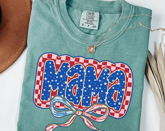 American Mama Shirt, Fourth Of July Shirt, Coquette Patriotic Shirt, 4th Of July Shirt, Independence Day Tshirt, Comfort Colors Shirt,
